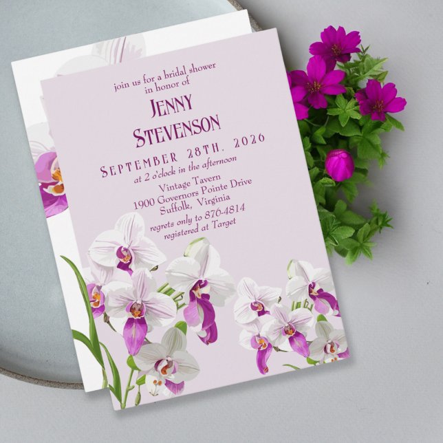 Invitation Orchidées blanches et magenta Fête des mariées de  (Créateur téléchargé)
