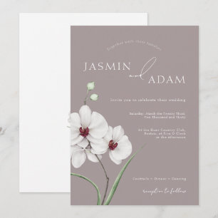 Invitation Orchidées blanches grises modernes Initiales Maria