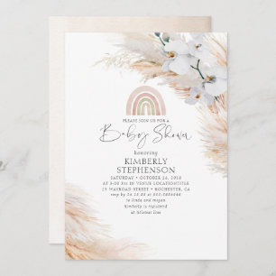 Invitation Orchidées blanches Pampas Grass Baby shower arc-en