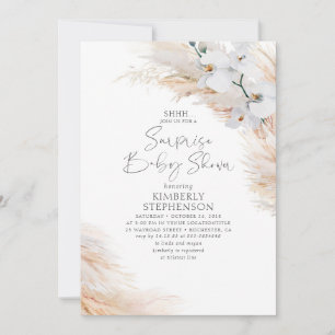 Invitation Orchidées blanches Pampas Grass Surprise Baby show