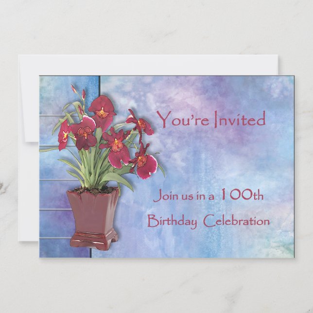 Invitation Orchidées et aquarelle 100e anniversaire (Devant)