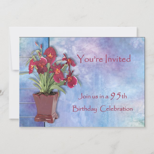 Invitation Orchidées et aquarelle 95e anniversaire (Devant)