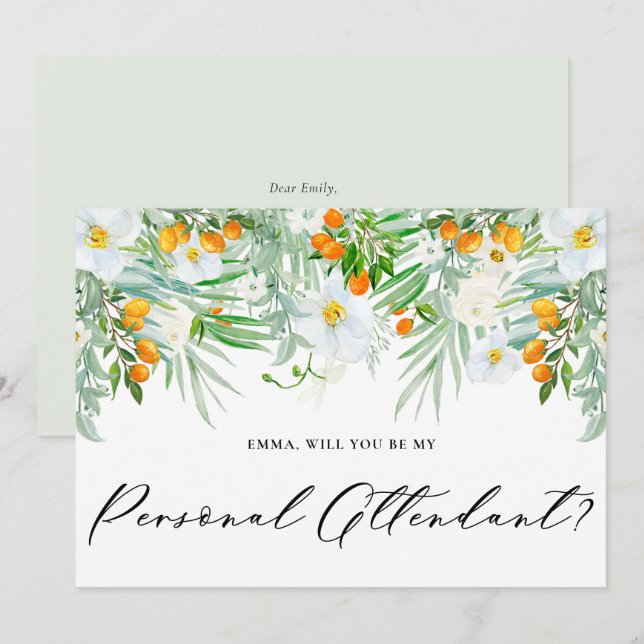 Invitation Orchidées et Kumquats être mon intendant personnel (Devant / Derrière)