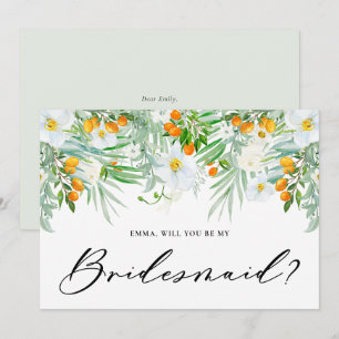 Invitation Orchidées et kumquats serez-vous ma demoiselle d'h