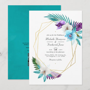 Invitation Orchidées tropicales Code QR géométrique RSVP Mari