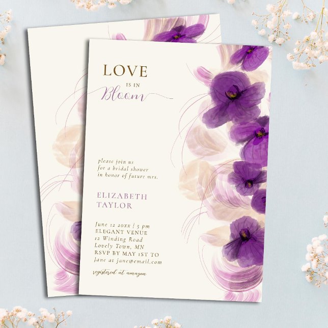 Invitation Orchidées violettes modernes et élégantes Amour da (Créateur téléchargé)