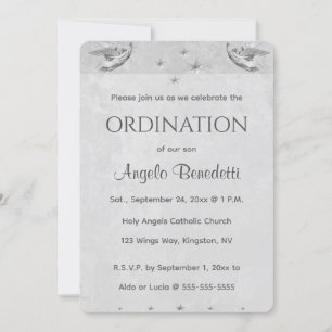 Invitation Ordination Bleu Angels Étoiles