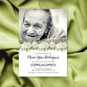 Invitation Ordre de service Floral Photo Funeral Program