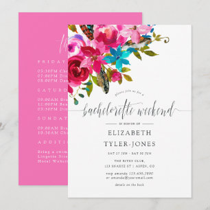 Invitation Ordre du jour du week-end de bachelorette chic boh