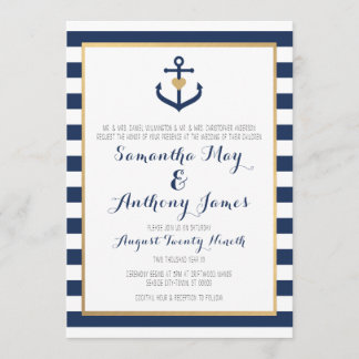 Invitation orienté nautique de mariage - Ancre de