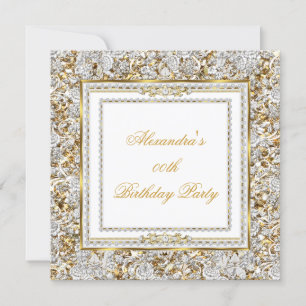 Invitation Ornat Or Blanc Damas Diamond Anniversaire