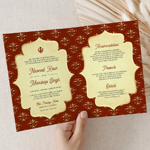 Invitation Ornat or orange Anand Karaj Sikh Mariage