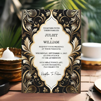 Invitation Ornat Retro Arabe Exotique Bold Mariage damassé
