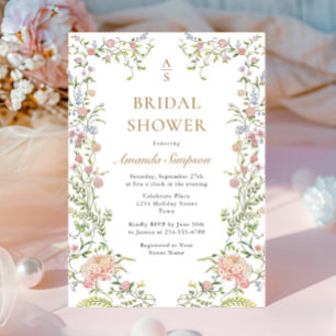 Invitation Ornate Grace Pastel Blush Floral Fête des mariées