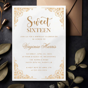 Invitation Ornate or frontière Sweet sixteen 16 Anniversaire