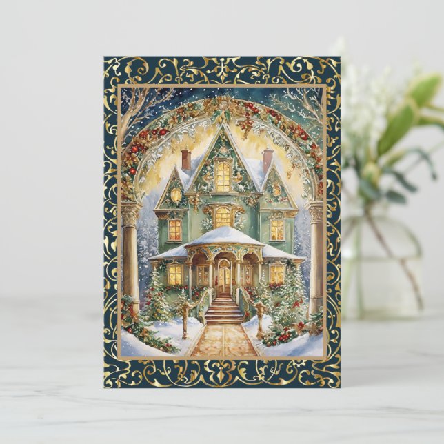 Invitation Ornate Victorian Holiday Party  (Debout devant)