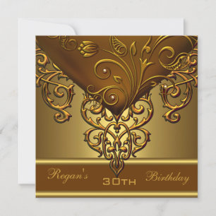 Invitation Ornate Vieux Or Bronze 30ème Anniversaire Élégant
