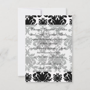 Invitation orné formel noir blanc damassé