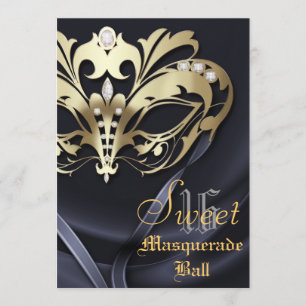 Invitation ornée de bijoux noire du bonbon 16 à