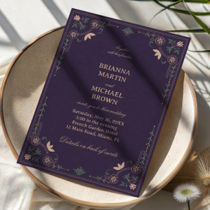 Invitation Ornement Botanique Vintage de Minuit
