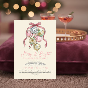Invitation Ornement boule à facettes disco rose tendance pour