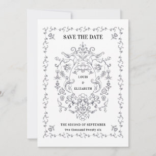 Invitation Ornement de Bordure à Armoiries Florales Vintage p