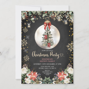 Invitation Ornement de fête de Noël Flocons de neige Floral