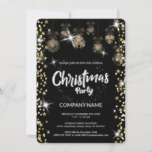 Invitation ornement de Noël en or, diamants, flocons de neige
