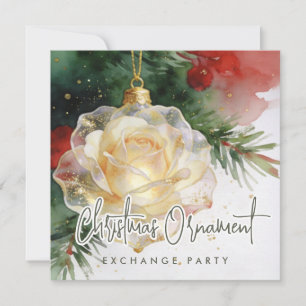 Invitation Ornement de Noël Glam en forme de Rose Invi