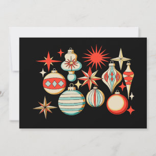 Invitation Ornement de Noël Moderne Rétro Joyeux et Lumineux