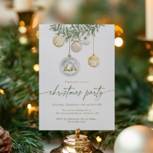 Invitation Ornement élégant en or blanc pour soirée de Noël