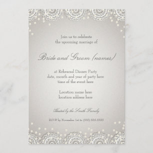 Invitation Ornement et perles Dîner de répétition Mariage