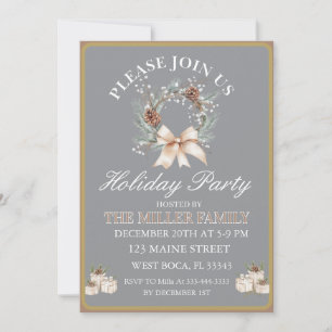Invitation Ornement Fête de Noël Or & Argent 