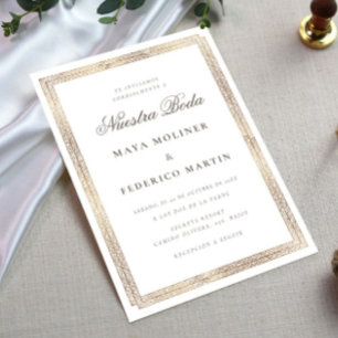 Invitation Ornement Vintage Élégant Or Notre Mariage Mariage