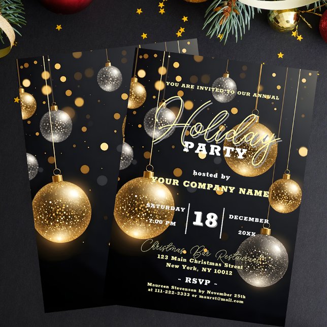 Invitation Ornements d'argent et d'or Noël Fête de Noël (Créateur téléchargé)