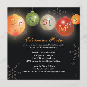 Invitation Ornements de Noël Chic Fête de vacances amusante