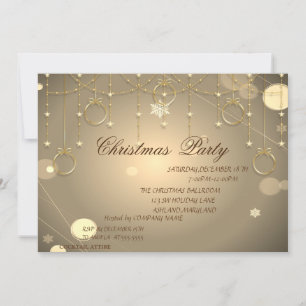 Invitation Ornements de Noël d'or Fête de la Compagnie de Noë