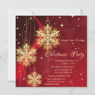 Invitation Ornements de Noël en Or, Entreprise Rouge