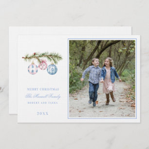 Invitation Ornements de Noël roses et bleus