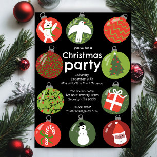 Invitation Ornements de Noël Whimsical Fête Personnalisé