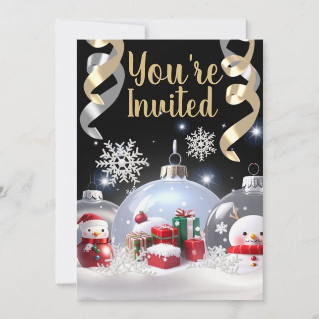 Invitation Ornements en verre/Or de neige/Invitation (Devant)