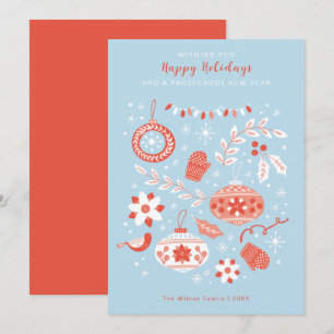 Invitation Ornements et neige moderne Noël Joyeux vacances