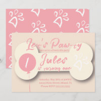 Os à anniversaire simple chien patte rose crème