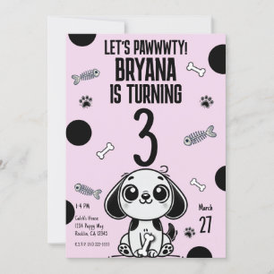Invitation Os de poisson rose et noir pour l'anniversaire d'u
