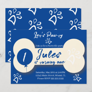 Invitation Os simple d'anniversaire chien Bone Paw-ty Party b
