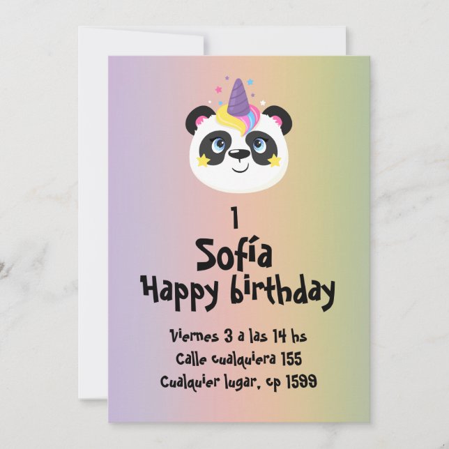 Invitation Oso panda de cumpleaños  (Devant)