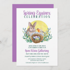 Invitation Ostara Spring Equinox Bunny & Bird Nest Sabbat