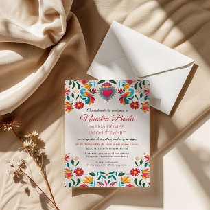 Invitation Otomi Tenangos Floral Coloré Mariage Espagnol