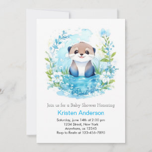 Invitation Otterly Fleur sauvage Boy Baby shower