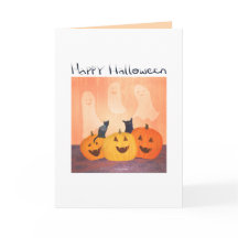 Invitation ou carte de vœux Halloween chats/fantôm